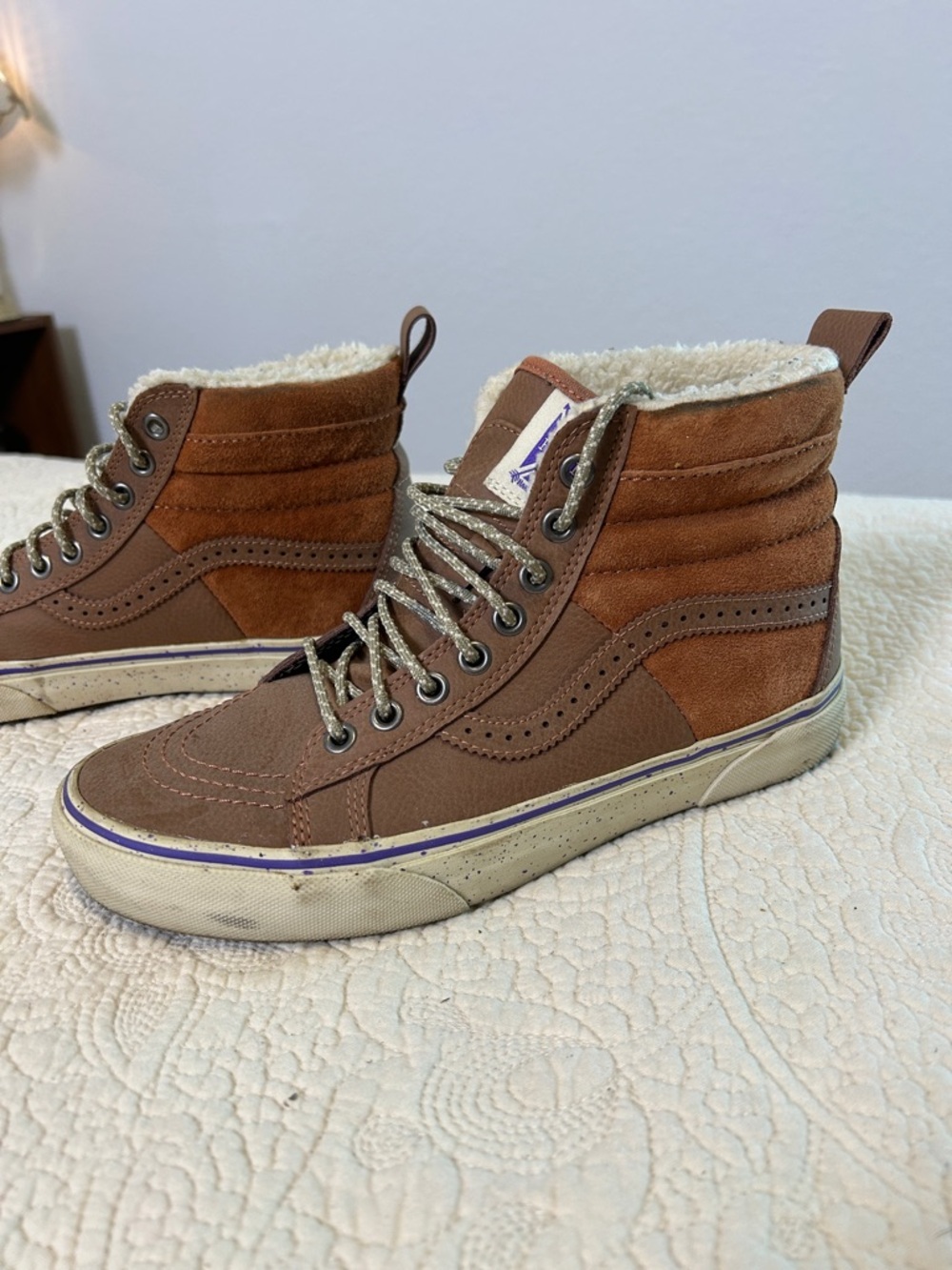 Vans Hana Beaman Brown Sherpa-Lined High-Top Sneakers